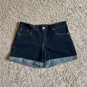 Blue Denim shorts 3” rolled cuff dark wash